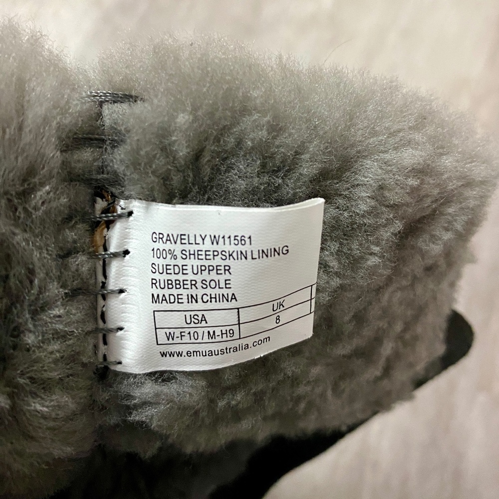 Ladies Emu Australia Gravelly Waterproof Suede Sheepskin Boots Gray Size10 New - Picture 6 of 16